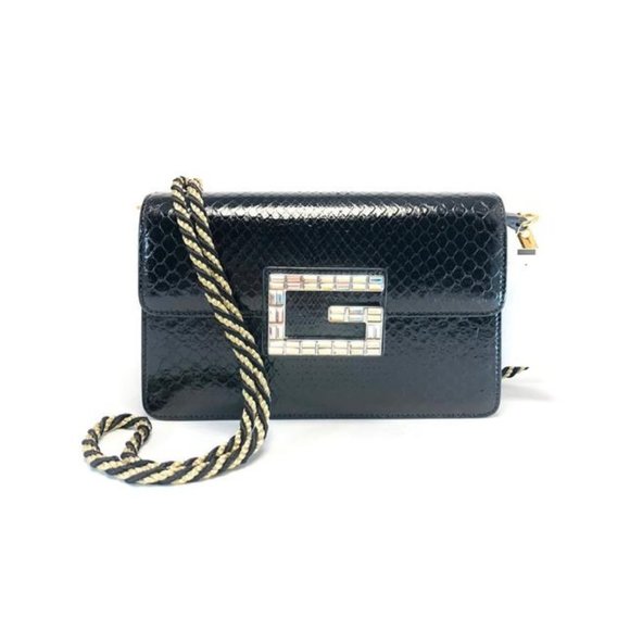 GUCCI Broadway Small Snakeskin Black Python Skin Leather Shoulder Bag - Picture 1 of 12